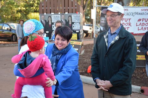 Ms Hayden campaigning earlier today with WA Opposition Leader Mike Nahan. Picture: AAP