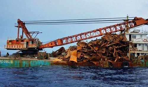 An industrial-scale dredging operation has targeted the sunken World War II warships.