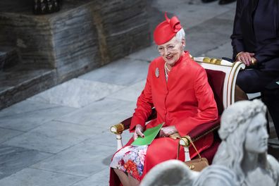 Queen Margrethe II attends the church service in Copenhagen Cathedral to mark the 50th anniversary of her accession to the throne in Copenhagen, Sunday, Sept. 11, 2022
