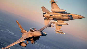 F-16 fighter jets participate in NATO&#x27;s Baltic Air Policing Mission.