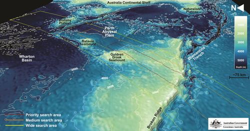 New mapping reveals details of the Indian Ocean seabed where authorities are searching for missing Malaysia Airlines flight MH370. (Australian Transport Safety Bureau)