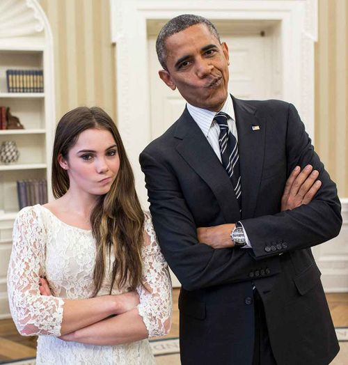 McKayla Maroney with US President Barack Obama. (White House)