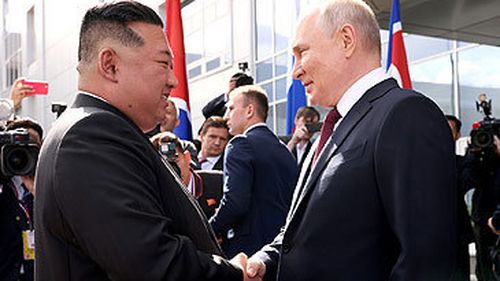 Kim Jong-un meets Vladimir Putin (Getty)