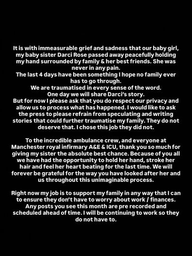 Holly Hagan, former Geordie Shore star announces the death of her sister Darci