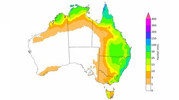 Rainfall will increase throughout the week with 100 mm forecast is some parts of the east coast.