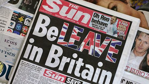 Britain's most-read newspaper The Sun urged readers to vote to leave the European Union in an editorial splashed across its Tuesday front page in the colours of the Union Jack.