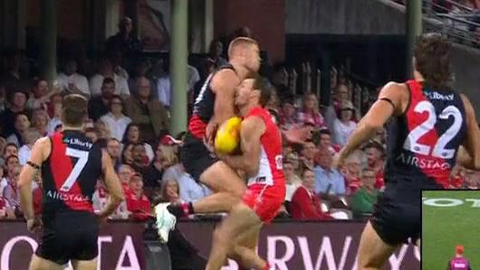 Essendon&#x27;s Peter Wright is facing the tribunal over this hit on Harry Cunningham.