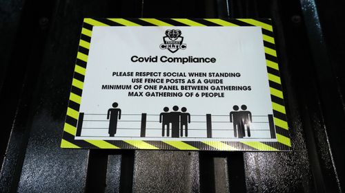 COVID-19 sign, UK