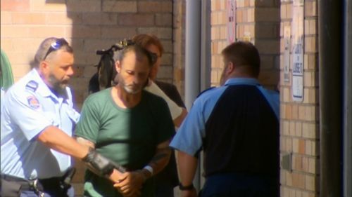 Anthony Sampieri is led to Maroubra Police Station today.