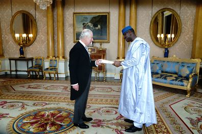 King Charles III receives the Ambassador from the Republic of Mali, El Hadji Alhousseini Traore, during an audience at Buckingham Palace on March 15, 2023 in London, England.   
