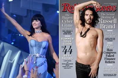 Now here's something to make you roar: Katy Perry and Russell Brand got matching Sanskrit arm tattoos meaning "Go With The Flow" after their 2010 engagement.<br><br>They split after 14 months of marriage in December 2011... and both have opted to keep their tatts! At least they didn't get each other's names...<br><br>Images: Getty/Rolling Stone
