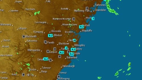 Current rainfall across Sydney. (WeatherZone radar)