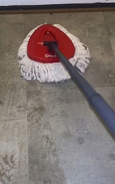 Cleaner mops dirty floor