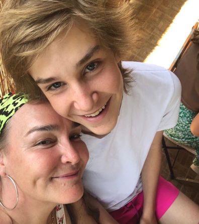 Kate Langbroek and son Lewis who recovered from leukaemia