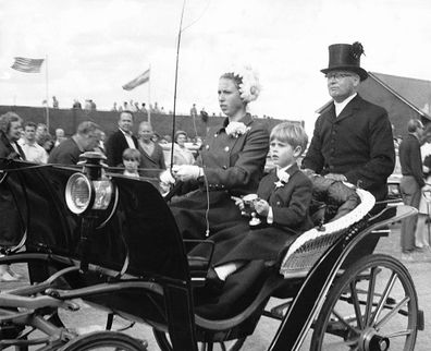 Princess Anne accompanied by Prince Edward, driving a French Chaise. June 22 1969.