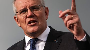 Former prime minister Scott Morrison speaks to media.