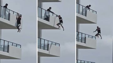 A man jumped from a balcony to escape police on the Gold Coast.