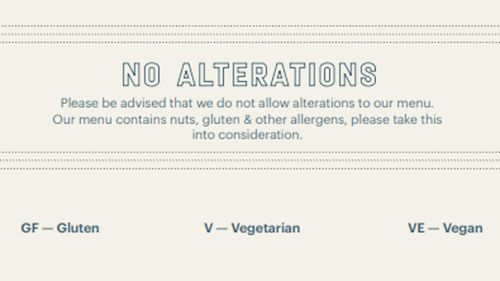 The disclaimer on The Marsden Brewhouse's bistro menu that caused outrage with allergy sufferers.