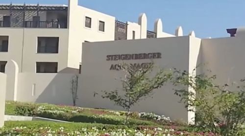The exterior of the Steigenberger Aqua Magic Hotel in Hurghada, Egypt. Tour operator Thomas Cook is evacuating all of its customers from the hotel in Egypt's Red Sea resort after two Britons died there this week under unclear circumstances
