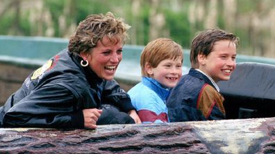 Diana, Princess Of Wales, Prince William And Prince Harry Visit 'Thorpe Park' Amusement Park.