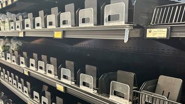 Empty shelves at Woolworths Neutral Bay.