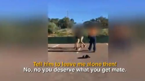 The incident in a Port Augusta car park was caught on camera. (9NEWS)