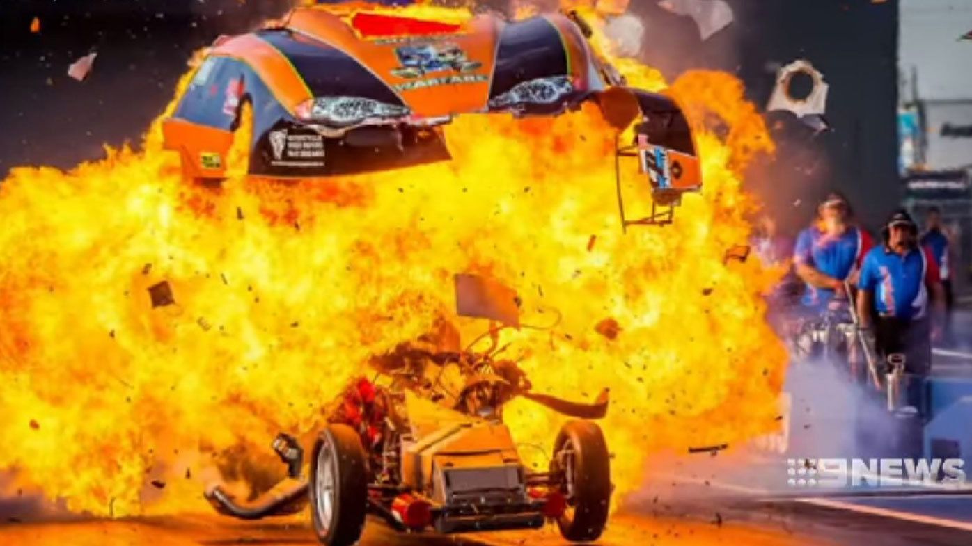 Dragster escapes unscathed after terrifying explosion at Perth Motorplex