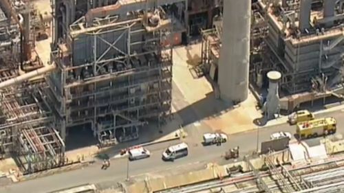 The worker was rescued about 1.15pm (9NEWS)