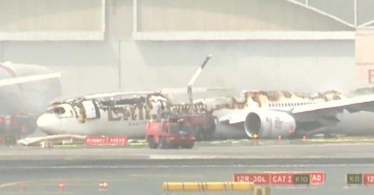 Passengers rushed to grab luggage during evacuation of burning Emirates plane in Dubai