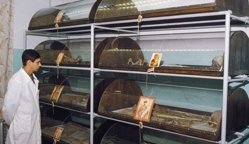 The remains of the romanov family in storage at the bureau for forensic examination, yekaterinburg, russia, 1997.