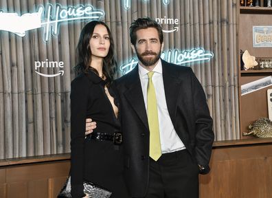 Jake Gyllenhaal, right, and girlfriend Jeanne Cadieu attend the premiere of "Road House" at Jazz at Lincoln Center on Tuesday, March 19, 2024, in New York. (Photo by Evan Agostini/Invision/AP)