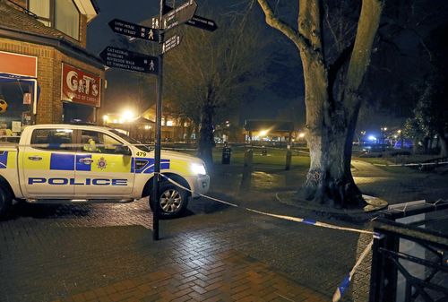 The scene in Salibury where Sergei Skripal was found, suspectedly poisoned. Picture: AP