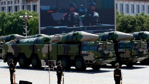 The DF-26 missile can be launched from land-based rocket units of China's People's Liberation Army such as this one.