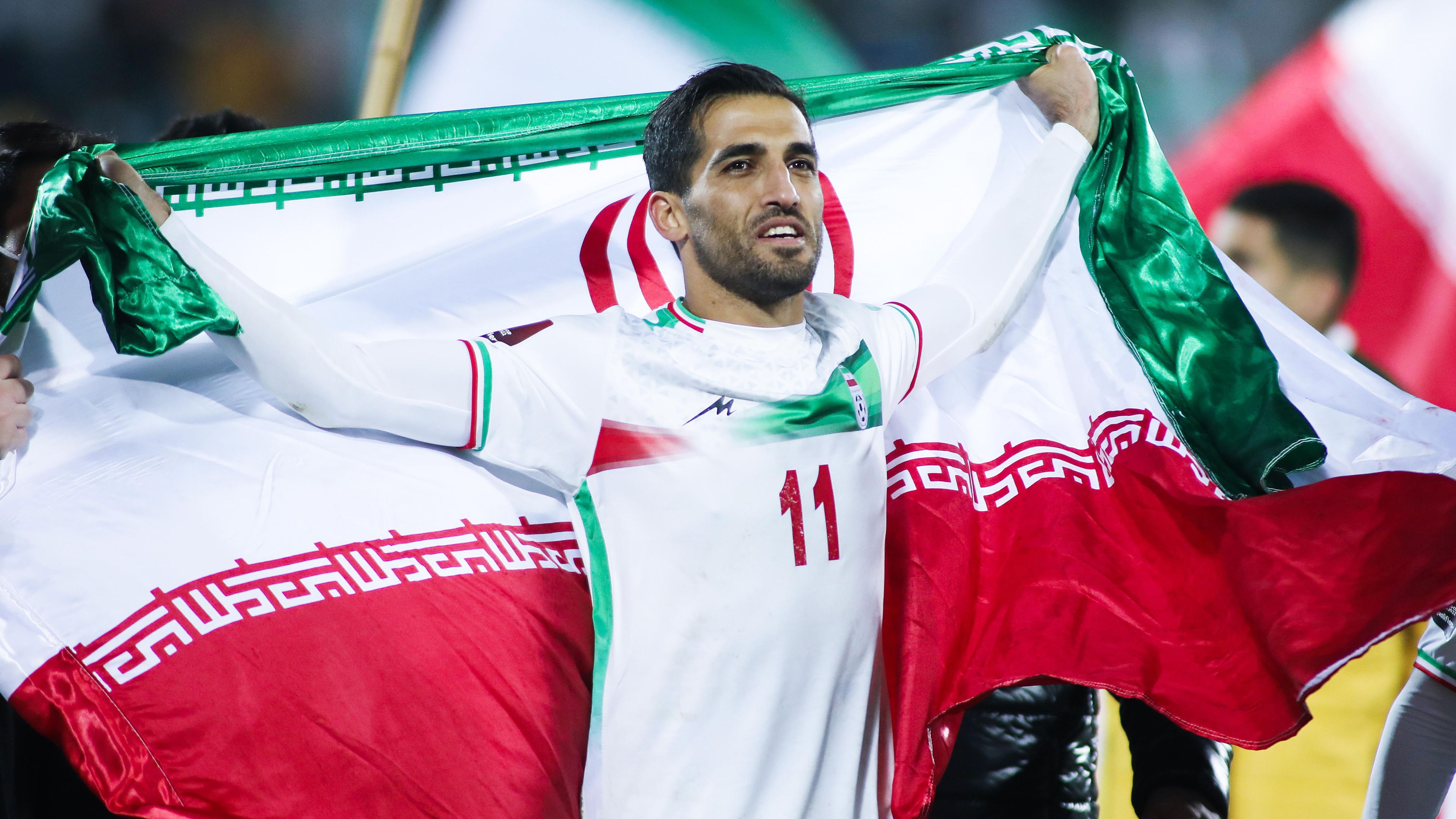 Vahid Amiri of Iran celebrates after the victory  the FIFA World Cup Qualifier match between Iran and Iraq at Azadi Stadium on January 27, 2022 in Tehran, Iran. (Photo by Mohammad Karamali/vi/DeFodi Images via Getty Images)
