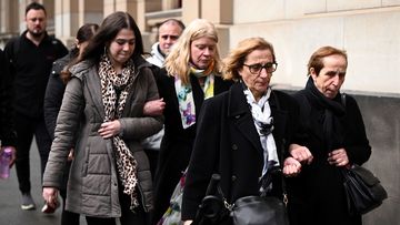 Family and supporters of Elaine Pandilovski leave the Supreme Court of Victoria