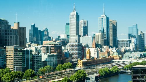 Melbourne CBD skyline, looking towards Flinders St.