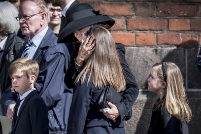 Princess Mary attended the funeral with her three children. 