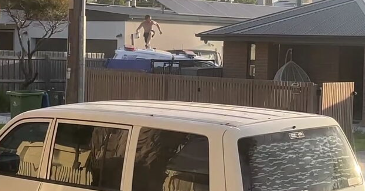 Cop car pulls into driveway before almighty smash