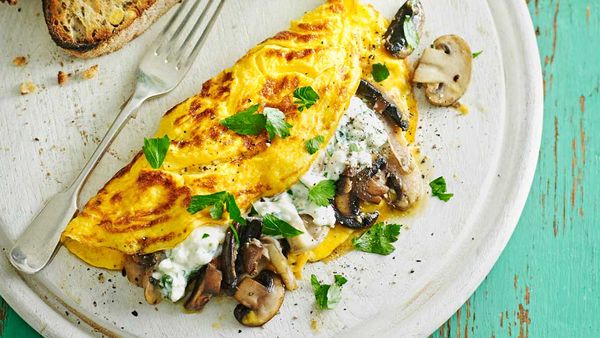 Mushroom and parsley cheese omelette for Weight Watchers