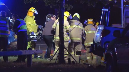 Emergency services at the scene in Windermere on Saturday night.