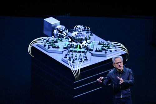 Nvidia CEO Jensen Huang speaks during the Nvidia GTC technology conference in Washington, DC, on October 28.
