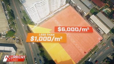 The two sales would value Tate's land at around $6000 per square metre compared to just $988 per square metre for the council-owned land.