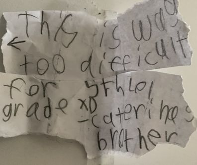 Mum finds note in daughter's homework book