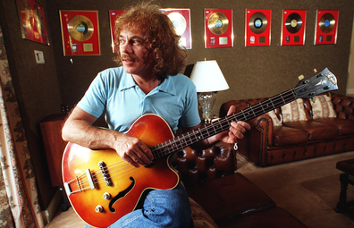 Statuo Quo founding member Alan Lancaster pictured at his Castle Hill home in Sydney in 1997