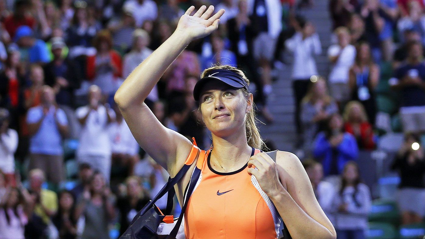 Russian tennis player Maria Sharapova waves to supporters after defeating Belinda Bencic of Swizerland in their fourth round match of the Australian Open Grand Slam tennis tournament in Melbourne, Australia, 24 January 2016