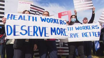 Health care workers have called NSW premier Chris Minns a liar during strikes at Sydney hospitals.