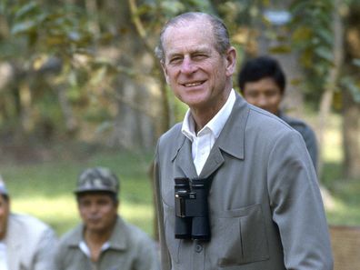 Prince Philip (Duke Of Edinburgh) walks through Chitwan Park in 1986  (Photo by Tim Graham Photo Library via Getty Images)