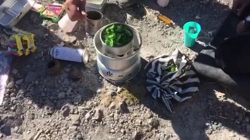Campers were having breakfast when the volcano erupted. Picture: Instagram