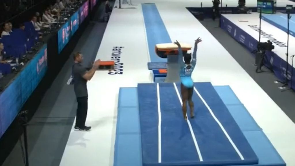 Simone Biles lands historic Yurchenko double pike vault at World Championships with skill to be named in her honour