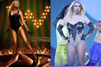 Britney Spears traded in her own bod for Tyra Banks' (no kidding) in her 2009 'Womanizer' promo shots.